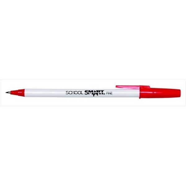 School Smart School Smart 038163 Round Refillable Stick Pen; Fine Tip; Red; Pack - 12 38163